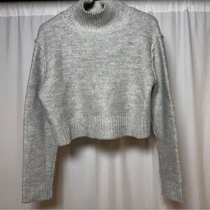 Elodie Women’s Cropped Chunky Knit Sweater Small Light Gray